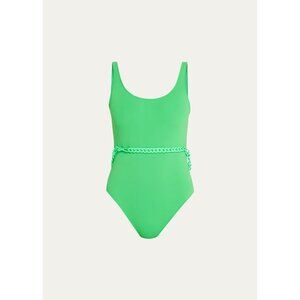 Solid & Striped The Annemarie Belted One Piece Swimsuit Green XS New